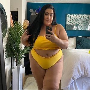 Shein plus ruffle yellow bikini- worn once!
